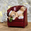 Decoração Cachorro em Sofá com Cachecol - 9cm