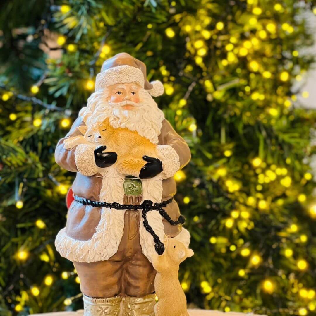 Papai Noel com Animais em - 24 cm