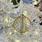 Bola de Vidro – 8 cm – Off White e Dourado