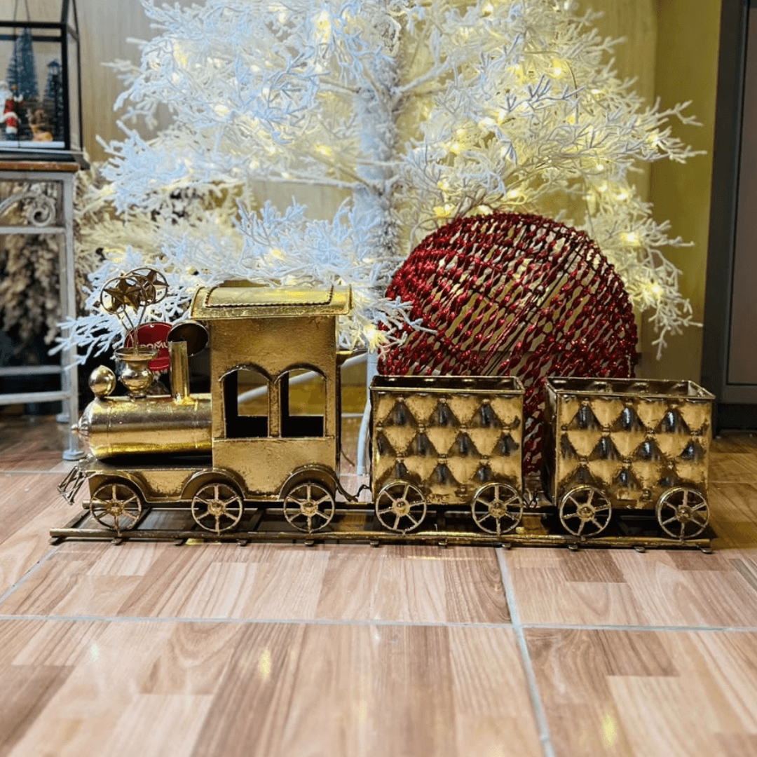 Decoração Trem de Metal com Trilhos – 85,5 cm