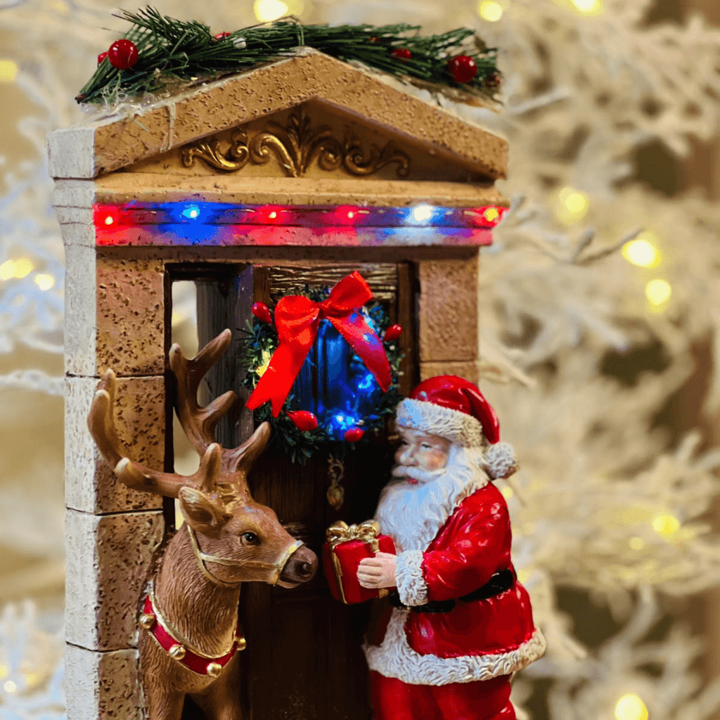 Decoração Noel na Porta com Rena e LED – 15 x 29cm