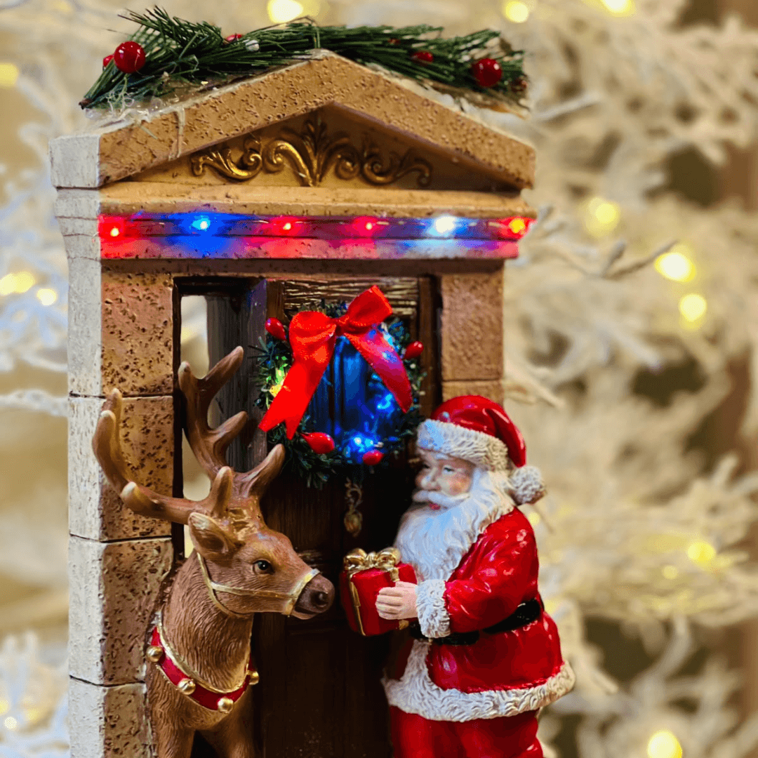 Decoração Noel na Porta com Rena e LED – 15 x 29cm