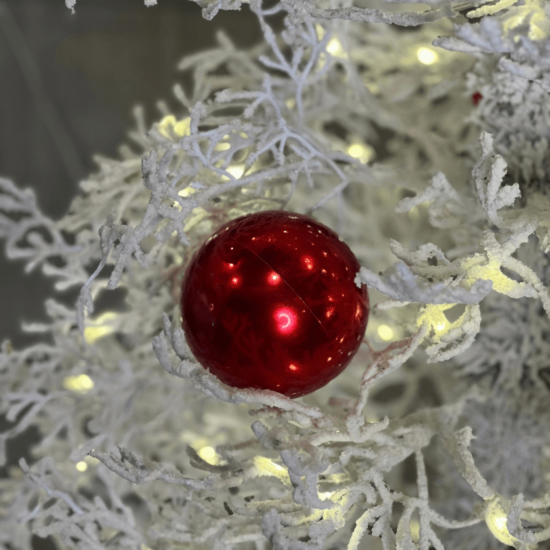 Bolas Peroladas Vermelhas – 10cm | 6 Peças