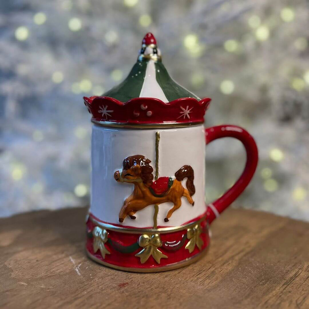 Caneca Carrossel com Tampa e Cavalo – 18,5cm