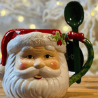 Caneca Natalina Papai Noel com Colher - 17cm