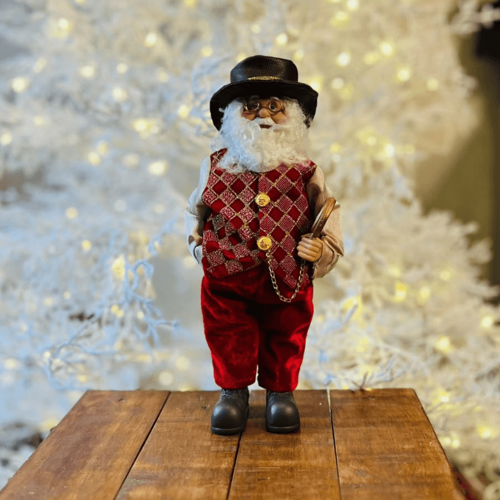 Decoração Papai Noel com Relógio - 30 cm