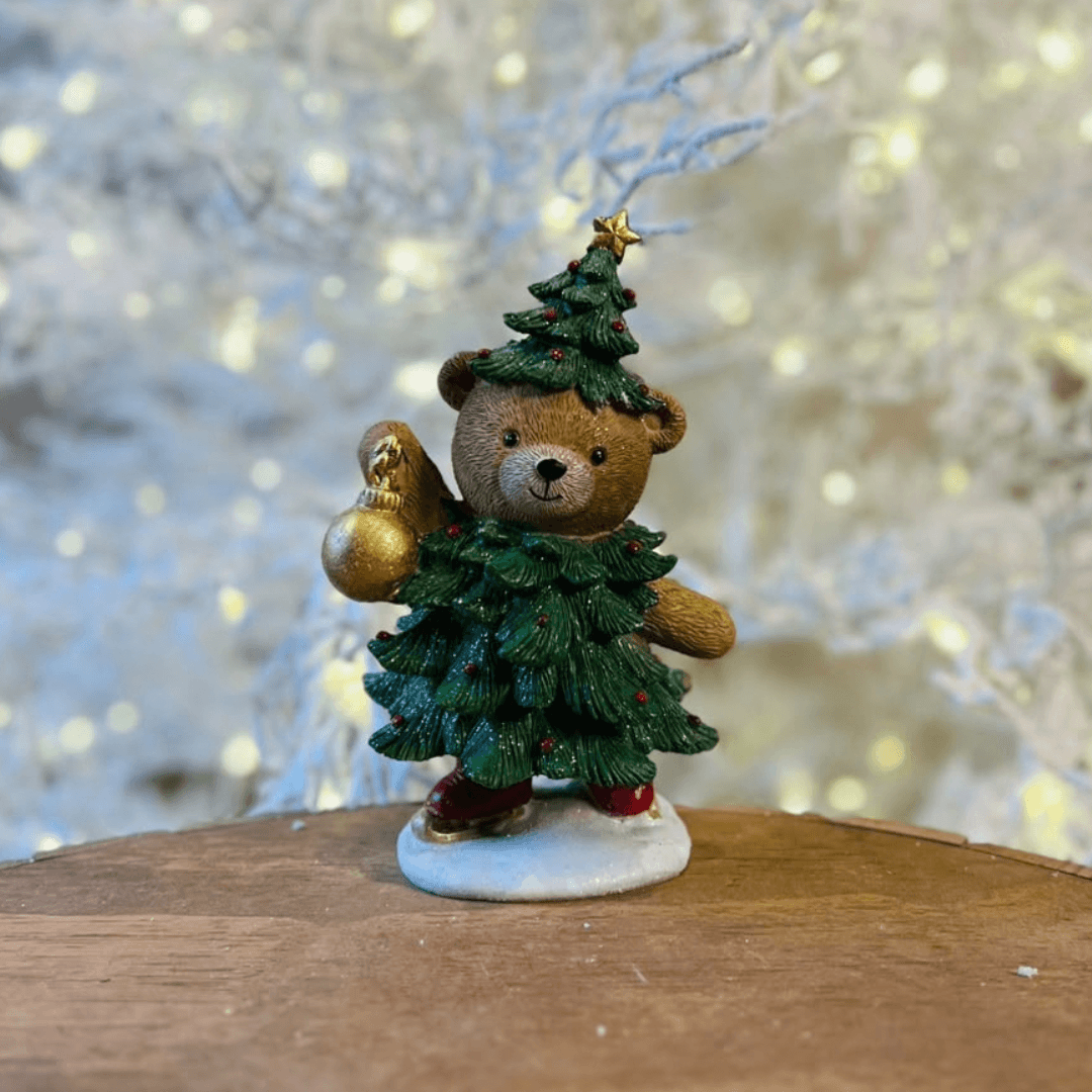 Urso com Bola de Natal - 21 cm