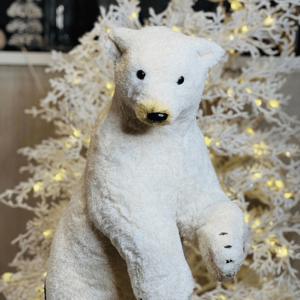 Urso Polar em Pé Branco e Dourado – 66cm