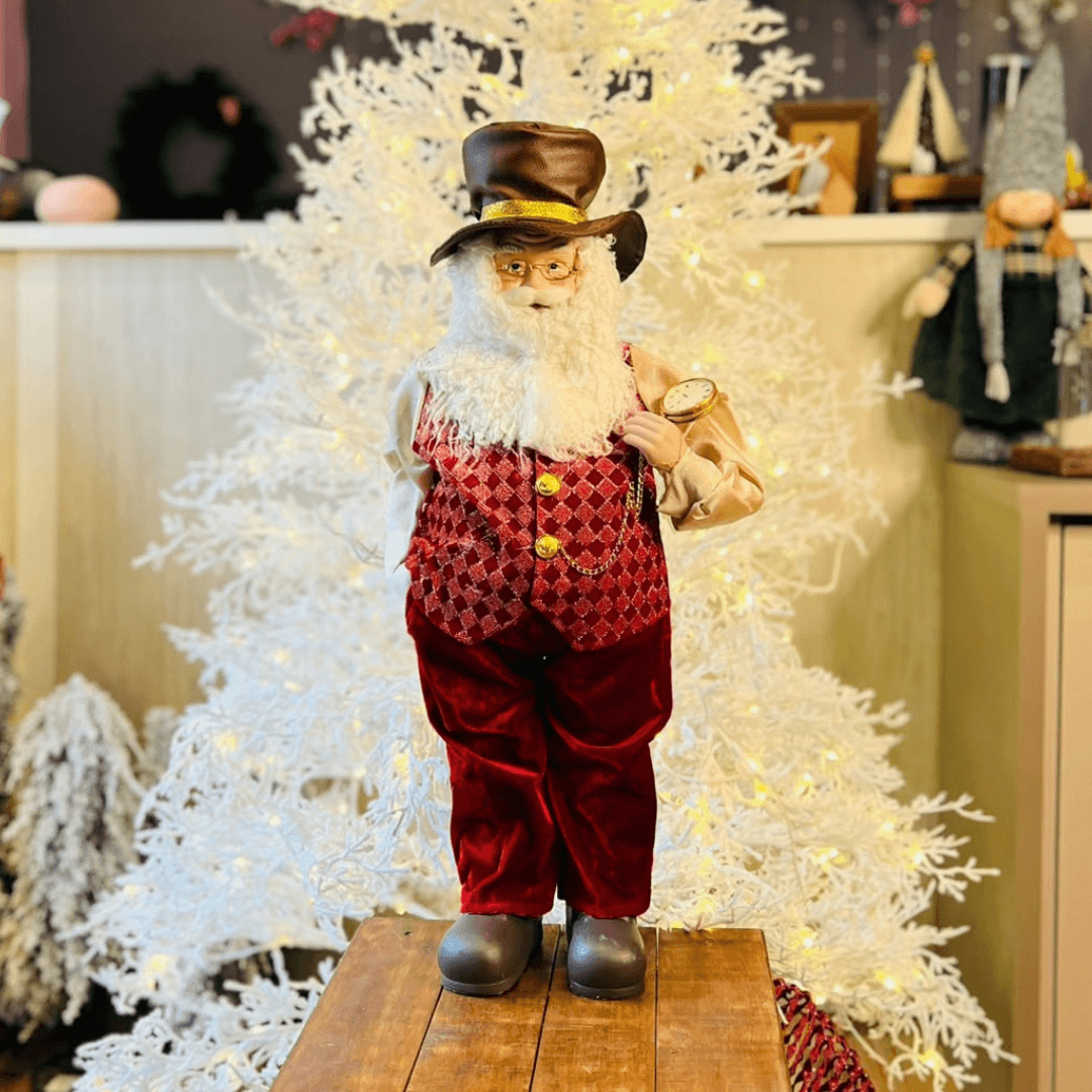 Decoração Papai Noel com Relógio - 60 cm