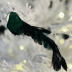 Pássaro Natalino Verde 20cm - Com Clip
