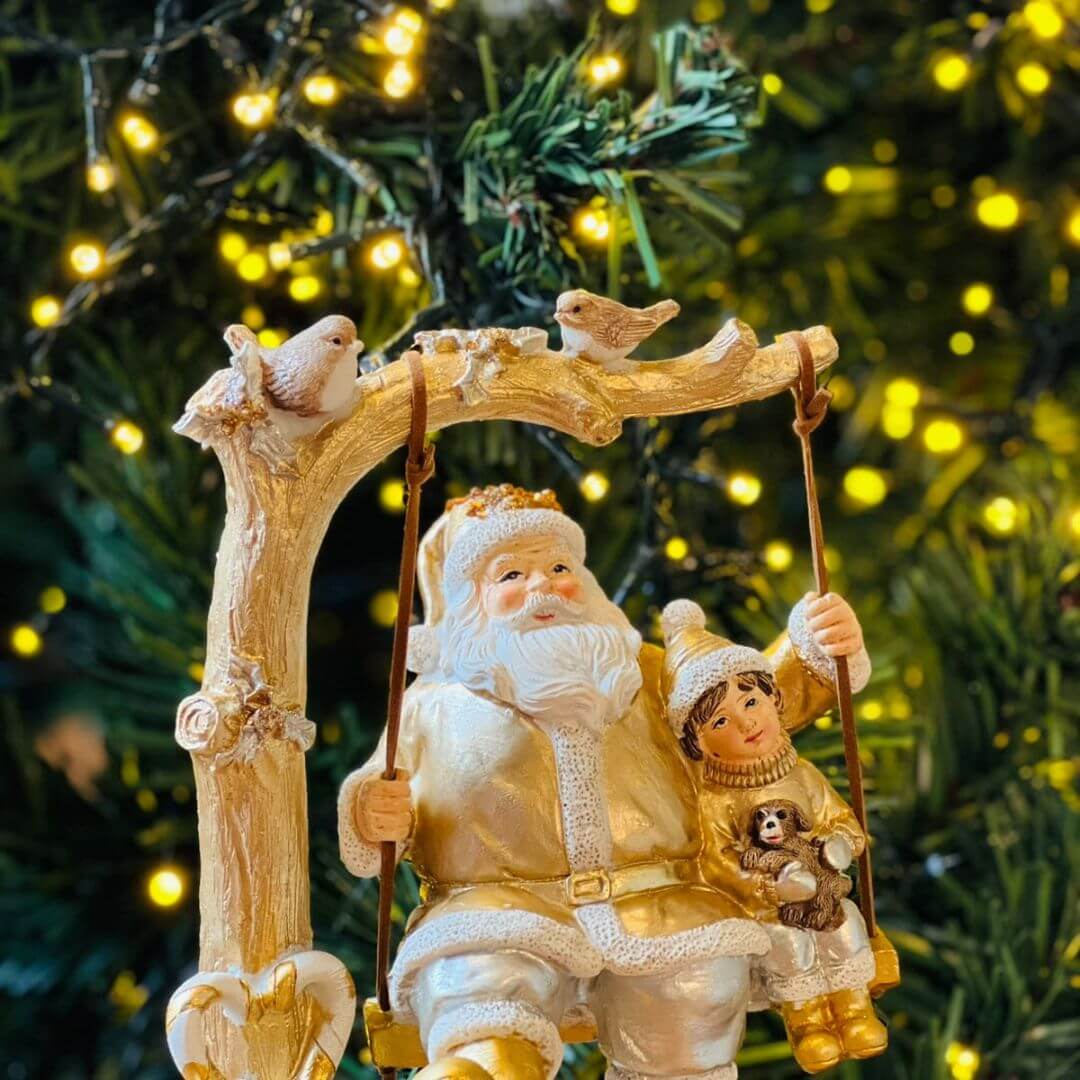 Noel no Balanco C/crianca Our/bco  - 14cmx19,5cm  C/1 Un