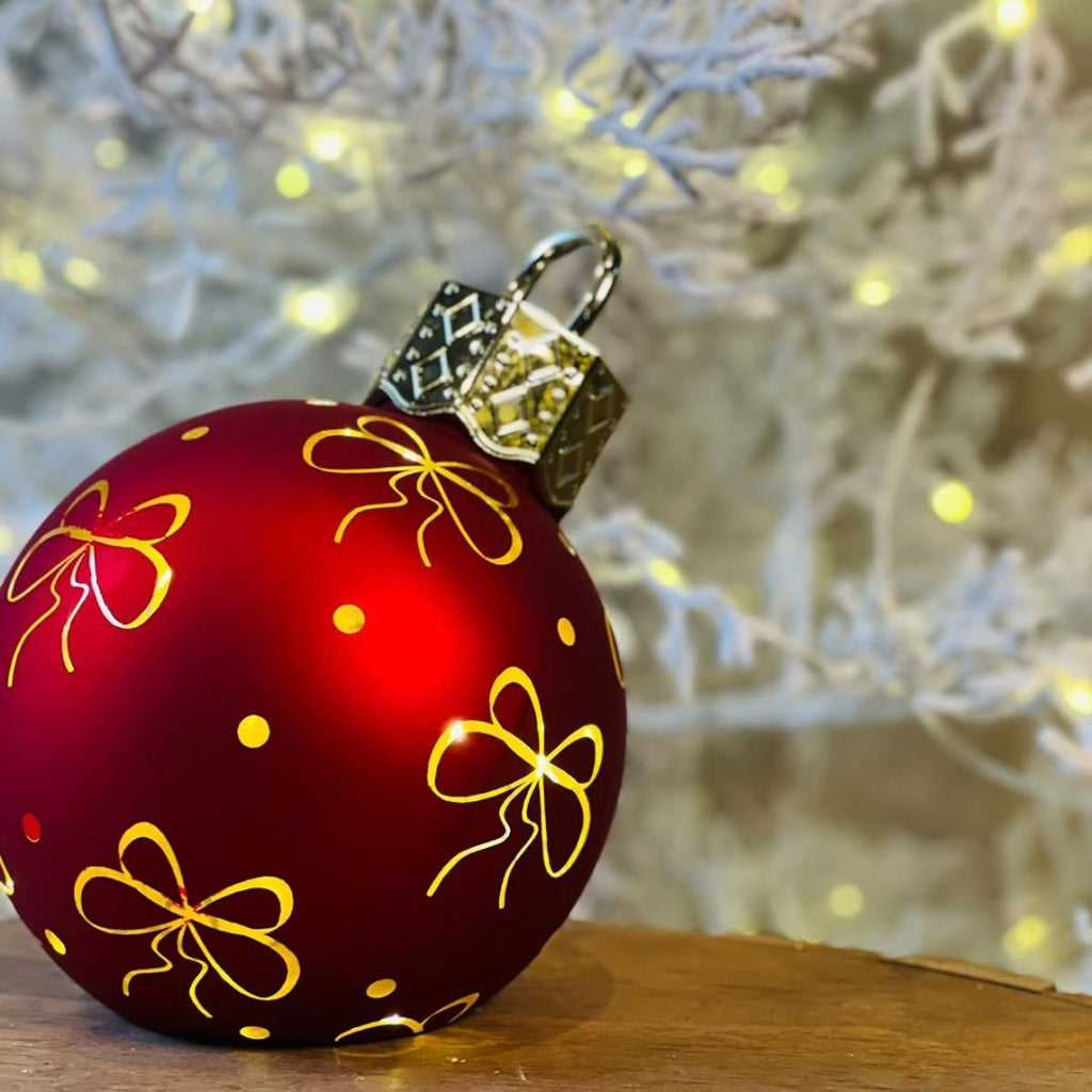 Bola de Vidro com Laço e LED - 15 cm