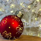 Bola de Vidro com Laço e LED - 15 cm