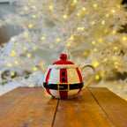 Bule Natal Vermelho e Branco Com Tampa - 12,5cm